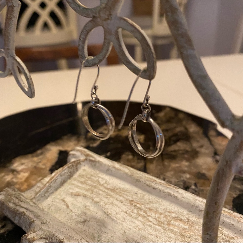 Sterling Silver Double Hooped Dangle Earrings